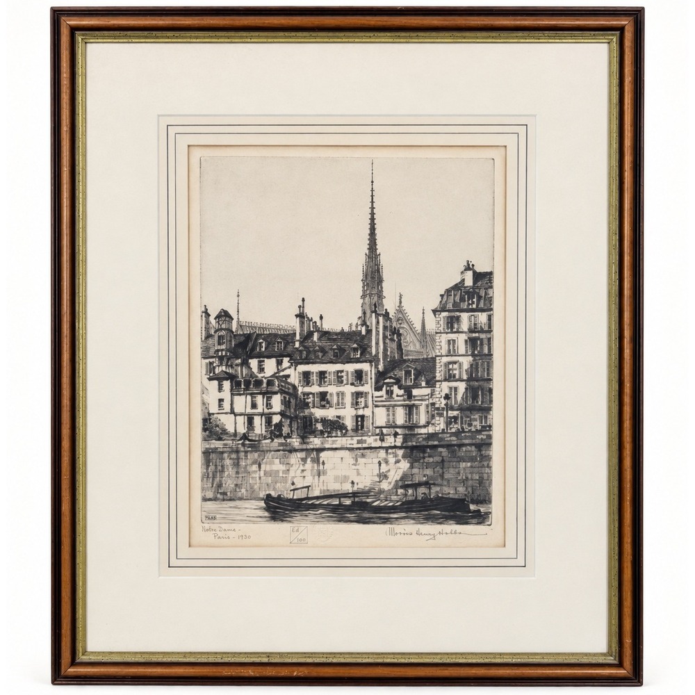 Morris Henry Hobbs Notre Dame Paris 1930 Signed Original Etching Limited Edition